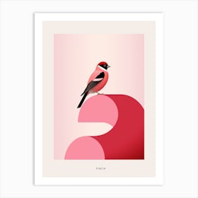 Minimalist Finch 4 Bird Poster Art Print