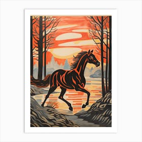 A Horse Painting In The Style Of Gouache Painting 4 Art Print