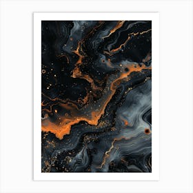 Abstract Black And Orange Liquid Art Print