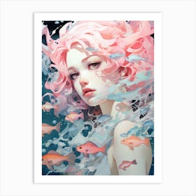 Pink Haired Girl Art Print