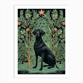 William Morris Style Christmas Dog 3 Art Print