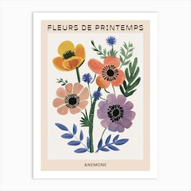 Spring Floral French Poster  Anemone 2 Art Print