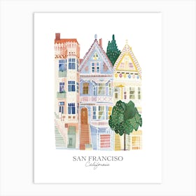 San Francisco California Houses Gouache Travel Illustration Art Print