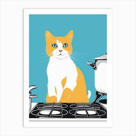 Cat On Stove Art Print