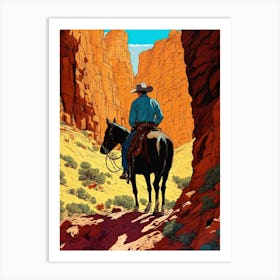 Cowboy In The Desert Art Print