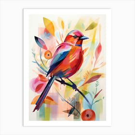 Bird Painting Collage Finch 2 Art Print