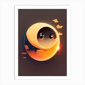 Eclipse Kawaii Kids Space Art Print