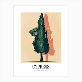 Cypress Tree Colourful Illustration 4 Poster Art Print