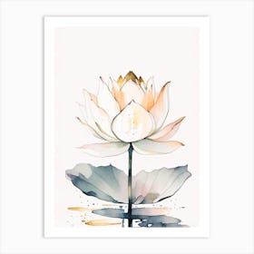 Giant Lotus Minimal Watercolour 2 Art Print