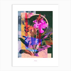 Phlox 4 Neon Flower Collage Poster Art Print