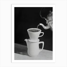 Cup Of Coffee, Black and White Vintage Photo Art Print