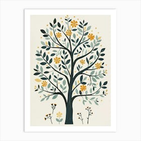 Teak Tree Flat Illustration 4 Art Print