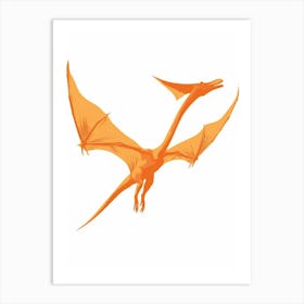 Orange Pterodactyl Silhouette 2 Art Print