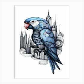 Orbit Blue Parrot In New York City Art Print