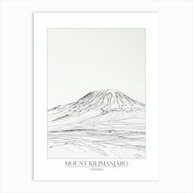Mount Kilimanjaro Tanzania Line Drawing 1 Poster Art Print
