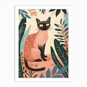Balinese Cat Storybook Illustration 4 Art Print