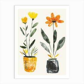 Flowers In Pots, Boho Art Print