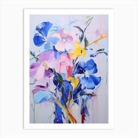 Abstract Flower Painting Periwinkle 1 Art Print