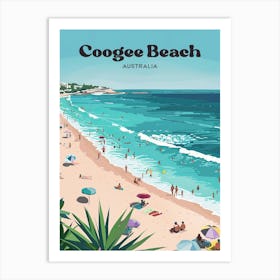 Coogee Beach Australia Vacation Travel Art Illustration Art Print