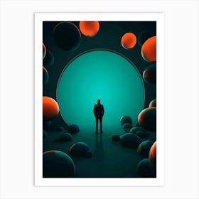 teal oarnge space Art Print