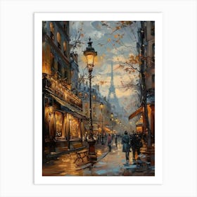 Paris at Dusk | Beautiful Evening Landscape Scenery Painting | Contemporary Art Print for Feature Wall | Vibrant Beautiful Wall Decor Cityscape in HD Art Print