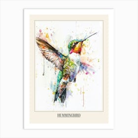 Hummingbird Colourful Watercolour 3 Poster Art Print