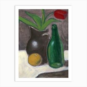 Still Life With A Green Bottle Art Print