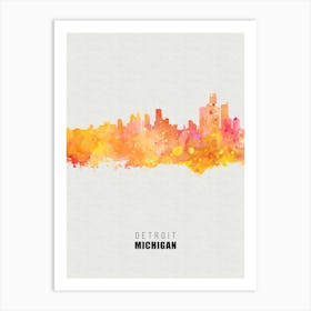 Detroit Michigan City watercolor Art Print