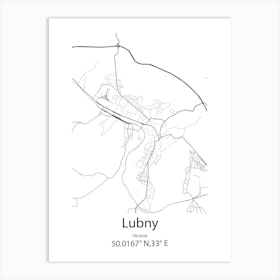 Lubny,Ukraine Minimalist Map Affiche