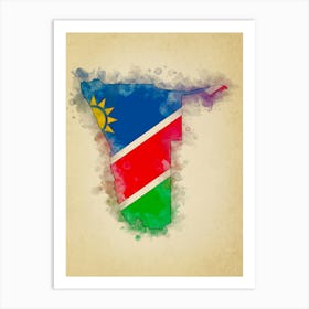 Namibia Flag Vintage Art Print