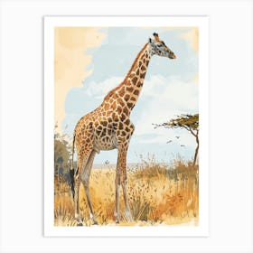 Storybook Style Illustration Of A Giraffe 3 Art Print