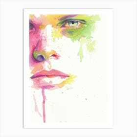 Watercolor Of A Woman'S Face Art Print