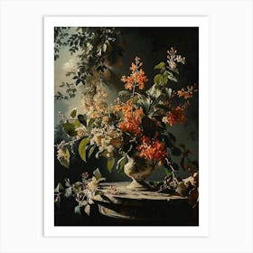 Baroque Floral Still Life Honeysuckle 2 Art Print