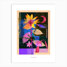 Moonflower 2 Neon Flower Collage Poster Art Print