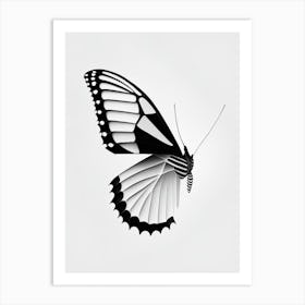 Black Swallowtail Butterfly Black & White Geometric 2 Art Print