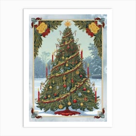 Tree Chrismas Style William Morris Art Print