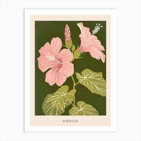 Pink & Green Hibiscus 1 Flower Poster Art Print