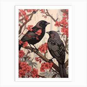 Art Nouveau Birds Poster Raven 2 Art Print