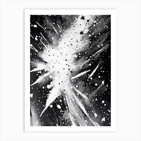 Falling, Snowflakes, Black & White 3 Art Print