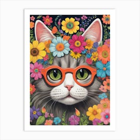 Flower Cat 1 Art Print