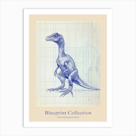 Protarchaeopteryx Dinosaur Blue Print Sketch 1 Poster Art Print