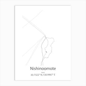 Nishinoomote,Japan Minimalist Map Art Print