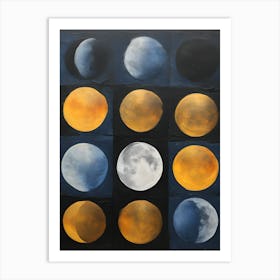 Retro Abstract Moons 2 Art Print