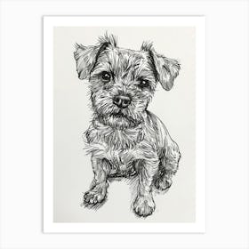 Border Terrier Dog Line Sketch 3 Art Print