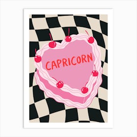 Capricorn Zodiac Heart Cake Art Print