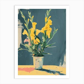 Snapdragon Flowers On A Table   Contemporary Illustration 3 Art Print
