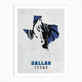 Dallas Mavericks Dallas Texas State Map Art Print