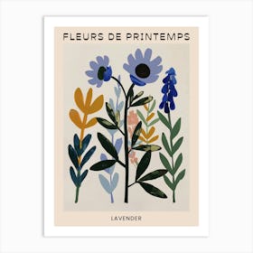 Spring Floral French Poster  Lavender 3 Art Print