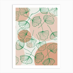 Leaves Pattern Boho Bohemian Botanical Scrapbook Nature Drawing Art Print