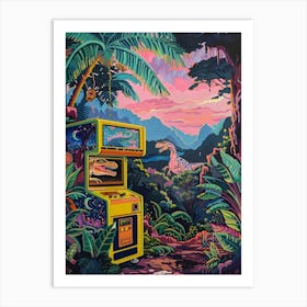 Dinosaur Retro Video Game Painting 2 Art Print